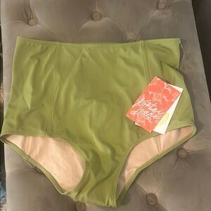 Kortni Jeane High-Waisted Green Swim Bottoms M